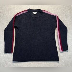 Velvet by Graham & Spencer Women’s Small Black Cashmere Sweater Stripe Sleeve